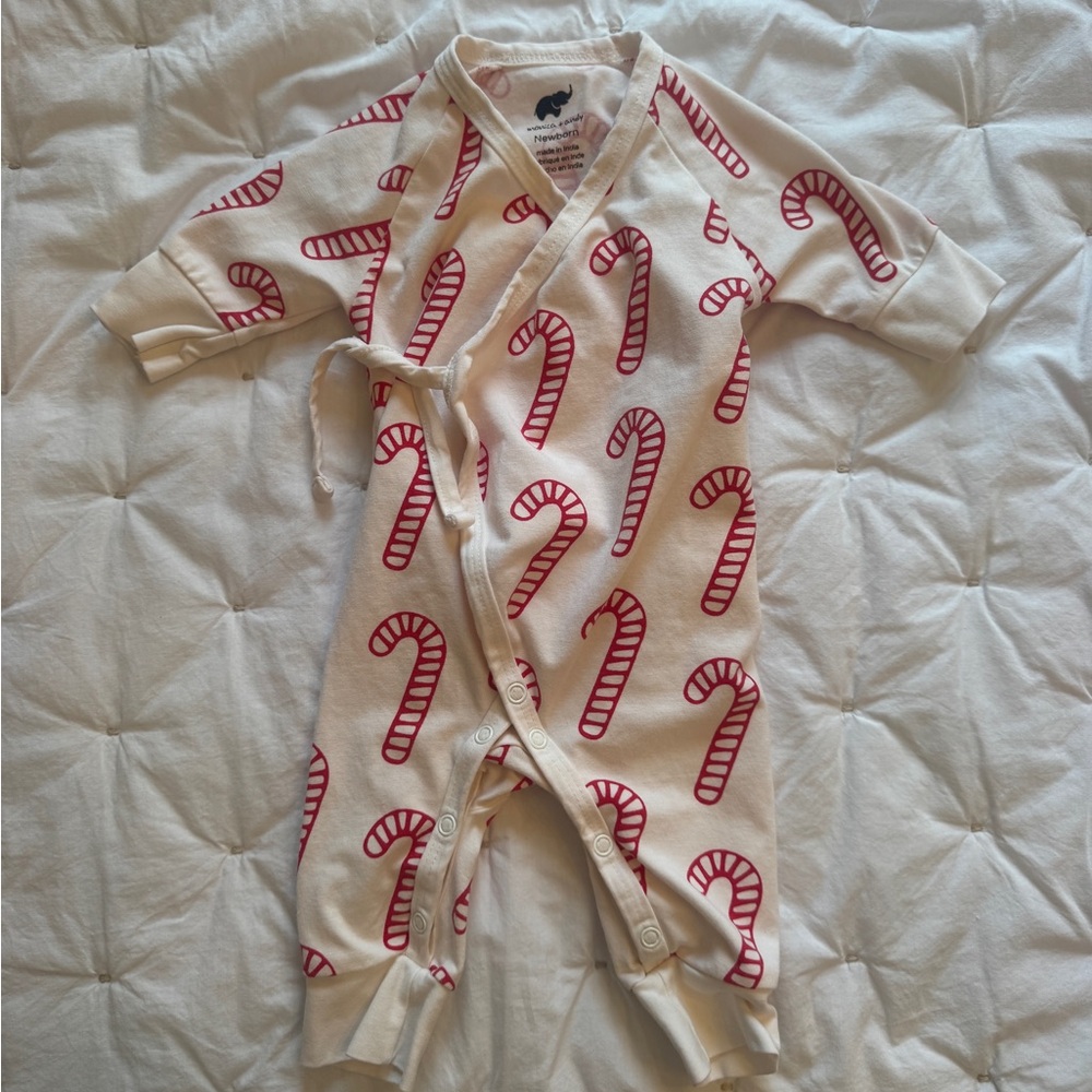 Monica + Andy Candy Cane Christmas Baby Romper Newborn